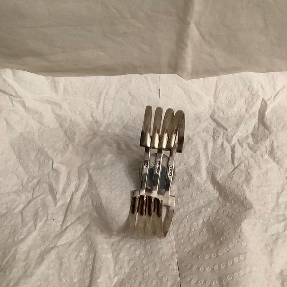 Dominique Dinouart DDD 925 Silver Black Ónix Inlay Cuff Bangle + Ring 8.5 Set - Picture 5 of 15